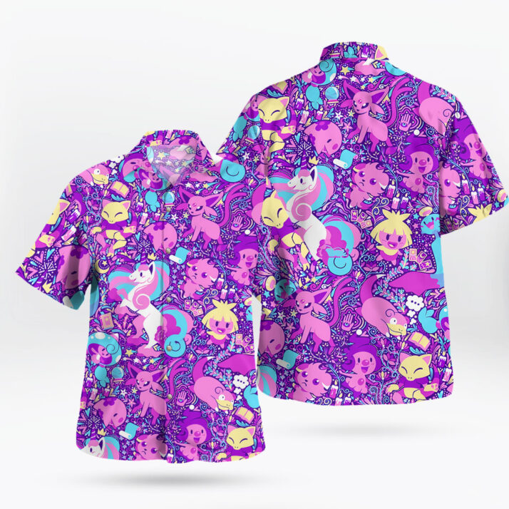 Pink Pokemon Hawaiian Shirt – Step Into a Pink Fantasy World - Image 3
