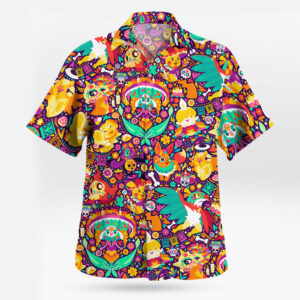 Pokemon Dia de los Muertos Hawaiian Shirt – Sugar Skull Tropical Style