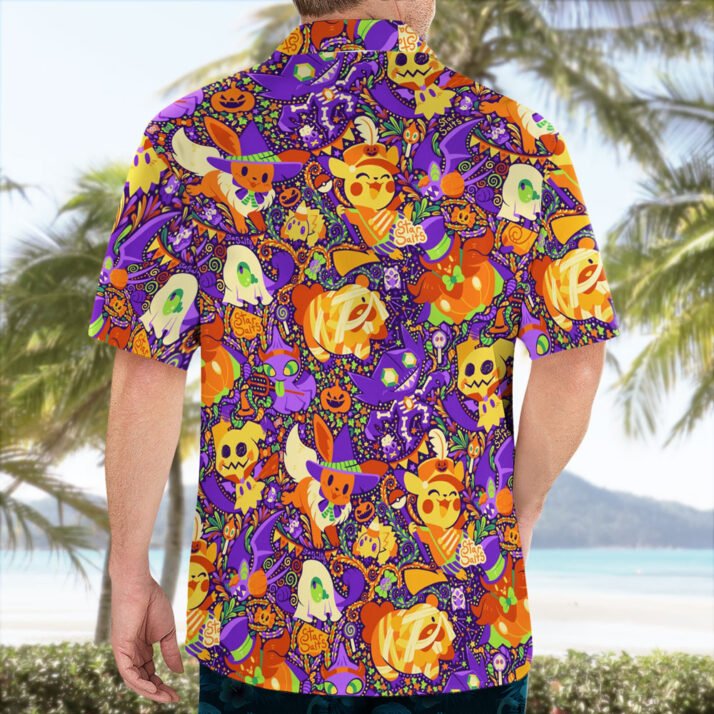 Pokemon Halloween Party Shirt – Eevee Pikachu Mimikyu Design - Image 3