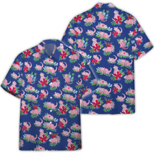 Pokemon Slowpoke Pink Button Shirt - Blue Generation Hawaiian Shirts