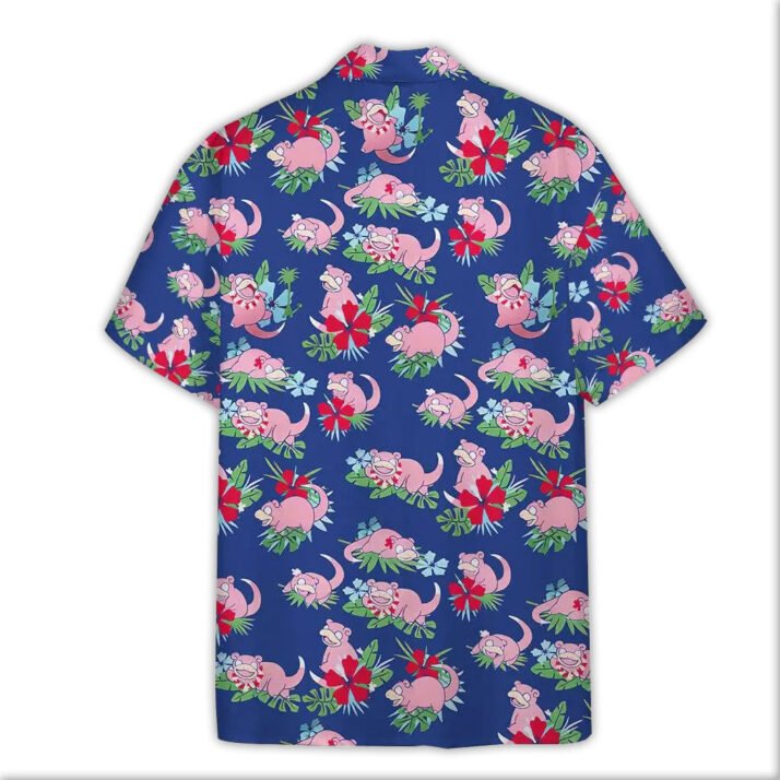 Pokemon Slowpoke Pink Button Shirt - Blue Generation Hawaiian Shirts