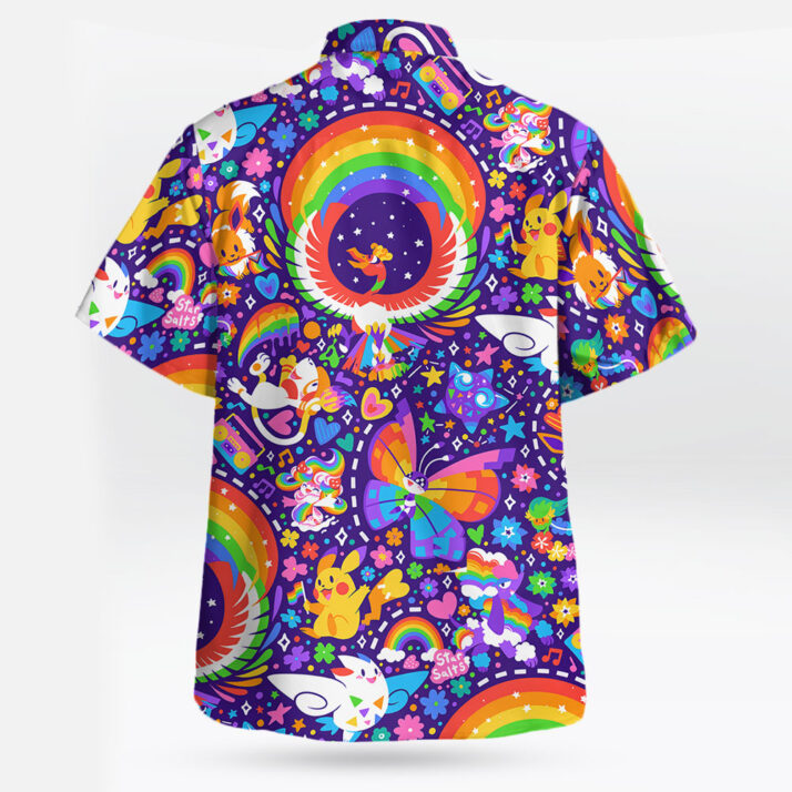 Rainbow Style Pokemon Hawaiian Shirt – Colorful Aloha Vibes - Image 2
