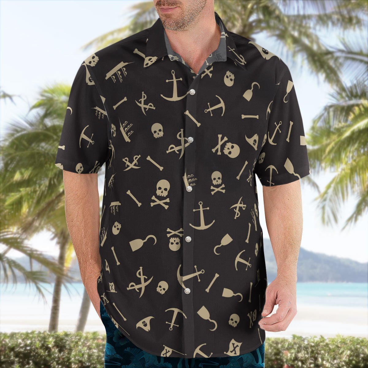 Skull Pirate Seamless Pattern Hawaiian Shirt