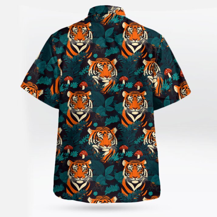 Tiger Face in Jungle Leaves Hawaiian Shirt – Wild Tropical Vibes - Image 3