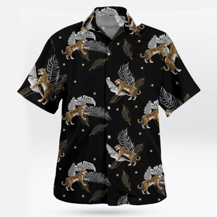 Tiger Palm Leaf Men's Hawaiian Shirts