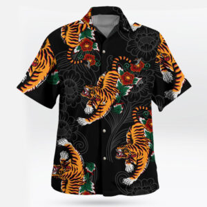 Tiger and Floral Pattern Hawaiian Shirt