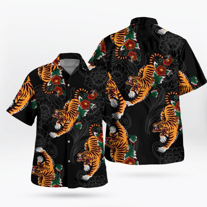 Tiger and Floral Pattern Hawaiian Shirt – Wild Elegance Aloha Wear - Image 3