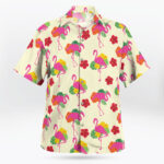 Tropical Floral Flamingo Button-up Shirt