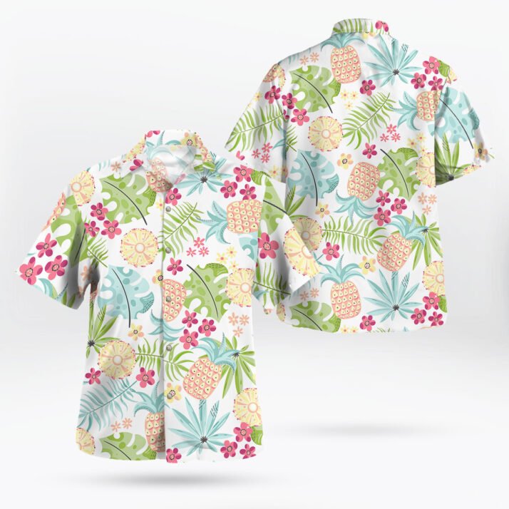 Tropical Pineapple Button Up Hawaiian Shirt