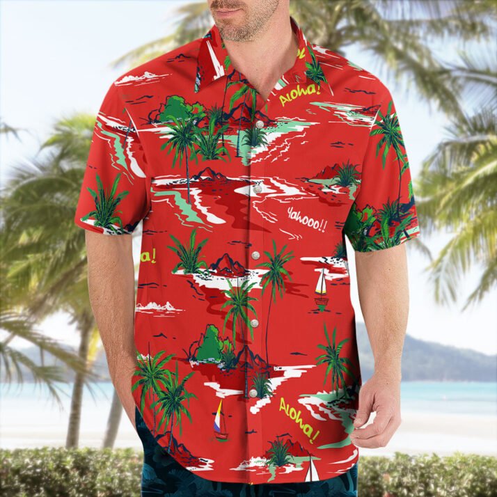 Aloha Vintage Red OceanThemed Hawaiian Shirt – Classic Coastal Vibes - Image 2