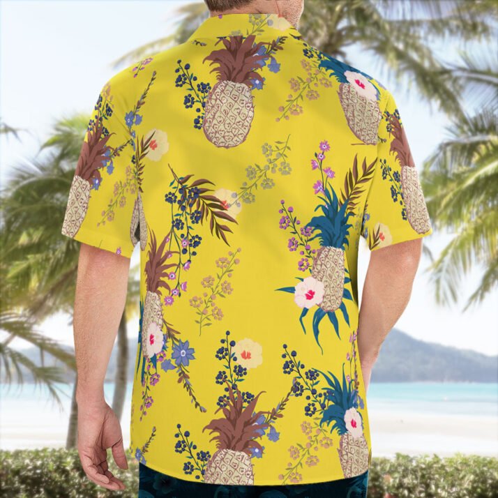 Yellow Pineapple Floral Hawaiian Shirt