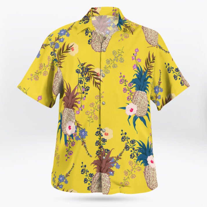 Yellow Pineapple Floral Hawaiian Shirt – Tropical Summer Vibes