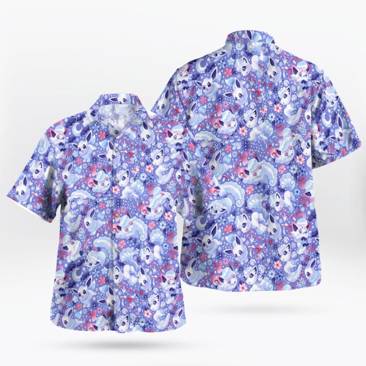 Alolan Vulpix Aloha Anime Hawaiian Shirt – Chill and Cute - Image 2