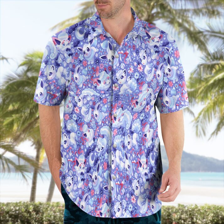 Alolan Vulpix Aloha Anime Hawaiian Shirt – Chill and Cute - Image 3