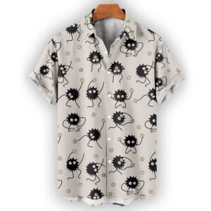 Anime Ghibli Hawaiian Shirt – Soot Sprite Star Candy Button-Up