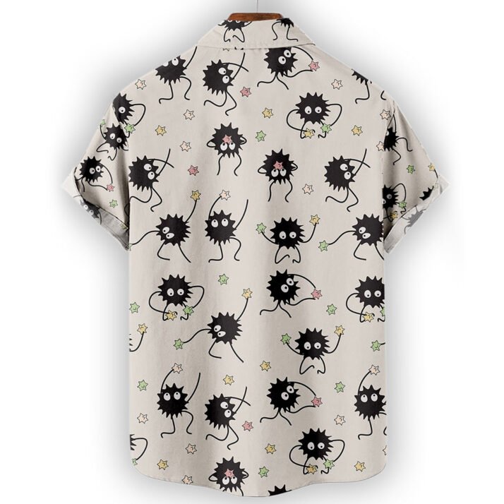 Anime Ghibli Hawaiian Shirt – Soot Sprite Star Candy Button-Up