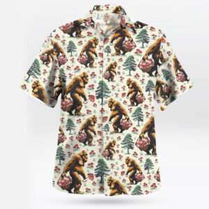 Bigfoot & Mushroom Pattern Hawaiian Shirt