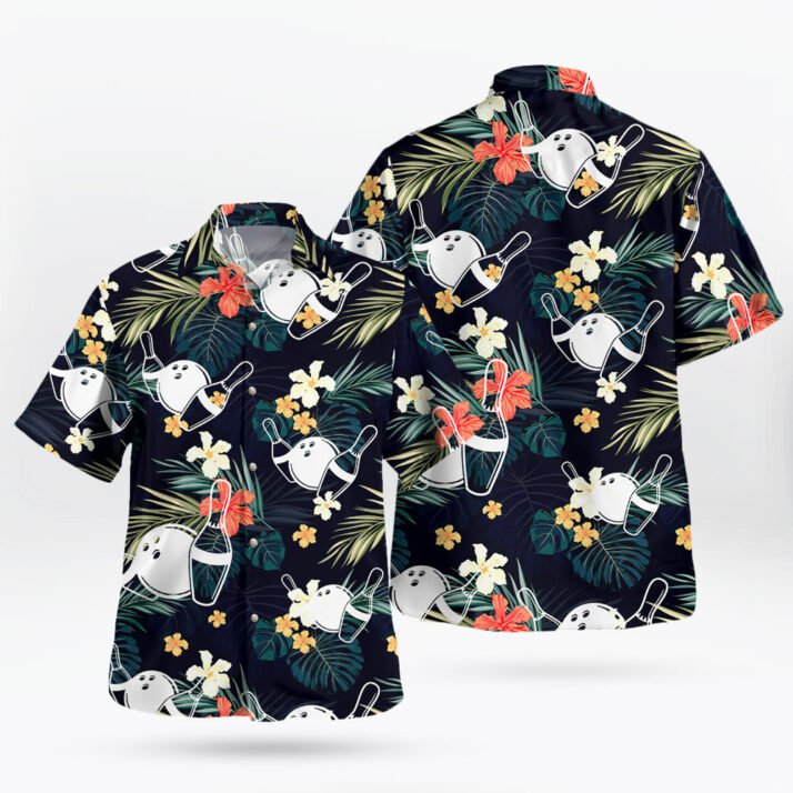 Bowling and Tropical Flower Hawaiian Shirt – Retro Sport Meets Aloha Style - Image 2