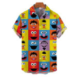 Colorful Cartoon Faces Hawaiian Shirt – Funny Retro Style Summer Button-Up