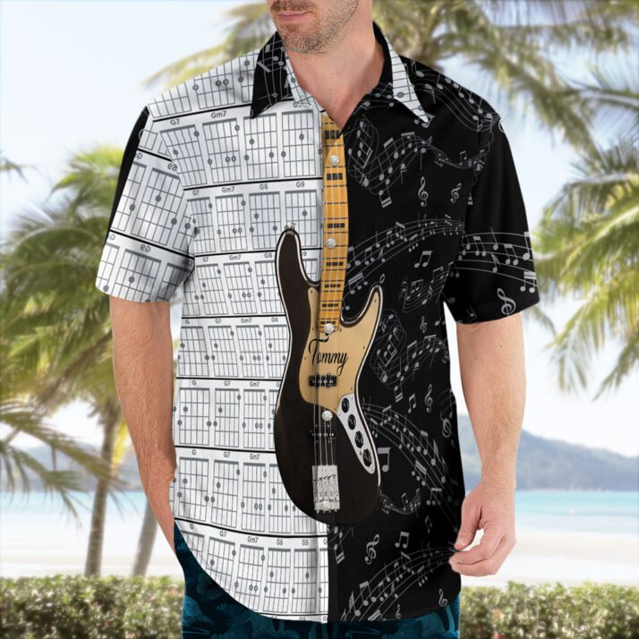 Electric Guitar Music Notes Hawaiian Shirt – Rock the Tropics with Style - Image 2