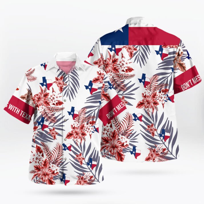 Floral Bluebonnet Don't Mess With Texas Hawaiian Shirt - Image 4