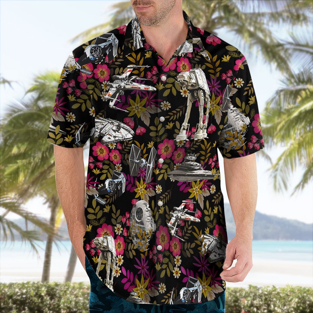 Galactic Battle Floral Hawaiian Shirt – Star Wars Inspired Aloha Style 7 Galactic Battle Floral Hawaiian Shirt – Star Wars Inspired Aloha Style