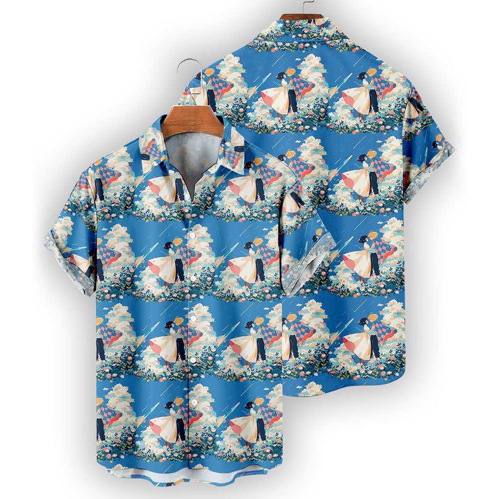Howl's Moving Castle Hawaiian Shirt – Anime Love Scene Button-Up 5 Howls Moving Castle Hawaiian Shirt