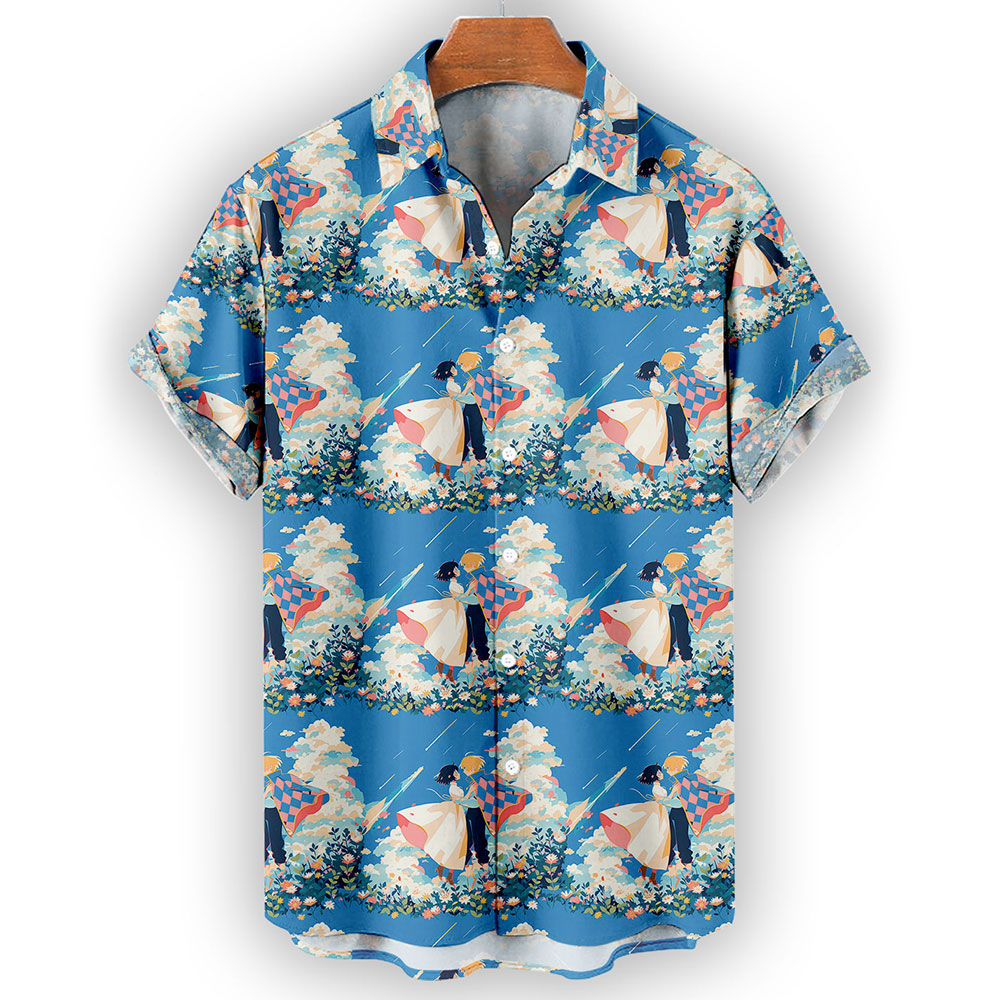 Howl's Moving Castle Hawaiian Shirt – Anime Love Scene Button-Up 6 Howls Moving Castle Hawaiian Shirt 2