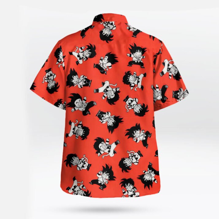 Kid Goku Anime Orange Button-Up Shirt