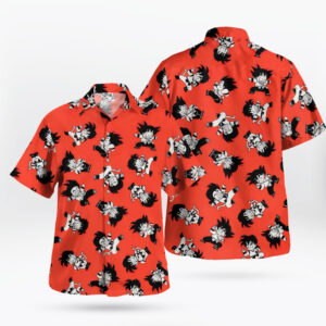Kid Goku Anime Orange Button-Up Shirt