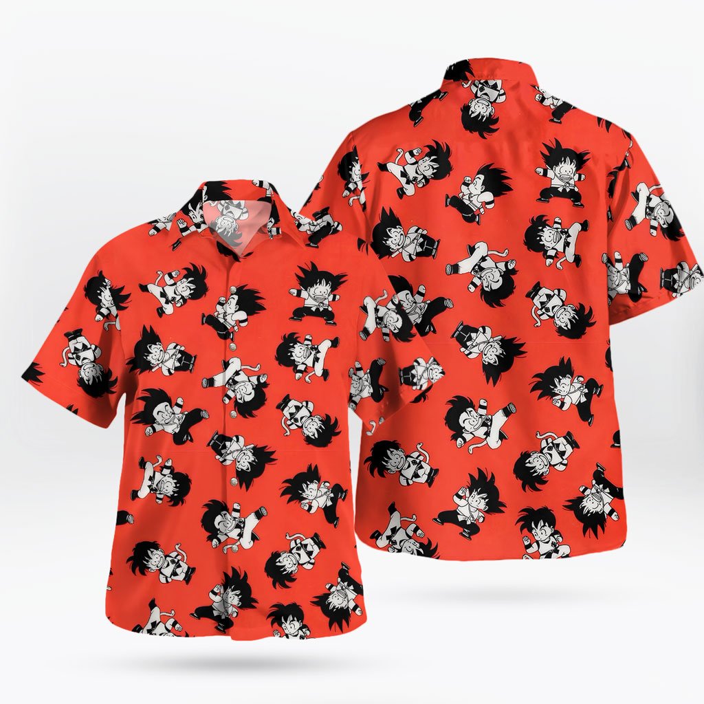 Kid Goku Anime Orange Button-Up Shirt 6 Kid Goku Anime Orange Button-Up Shirt