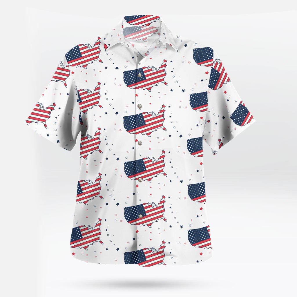 American Spirit Map Print Button Up