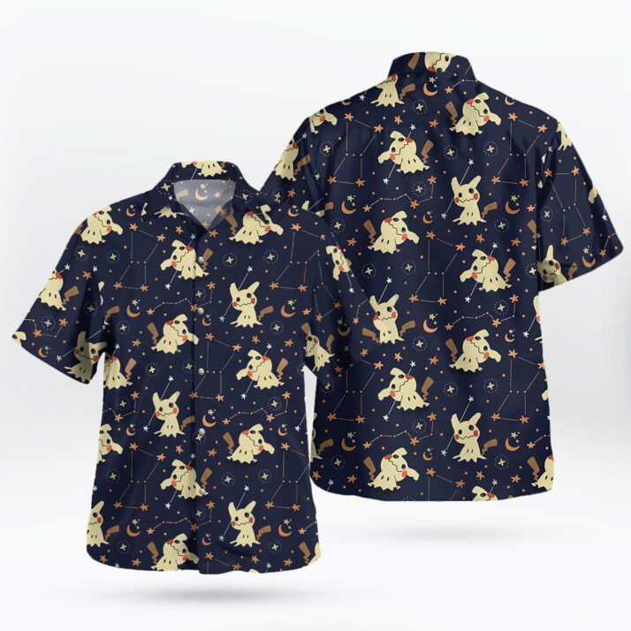 Mimikyu Night Sky Hawaiian Shirt – Pokemon Inspired Starry Aloha Style - Image 2