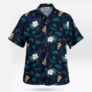 Navy Tropical Floral Hawaiian Shirt – Casual Summer Button-Up for Men & Women