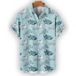 Shark Hawaiian Shirt – Cartoon Ocean Predator Print Button-Up
