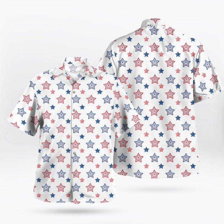 Star-Spangled Elegance Button-Up Hawaiian Shirt