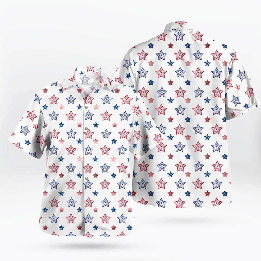 Star-Spangled Elegance Button-Up Hawaiian Shirt