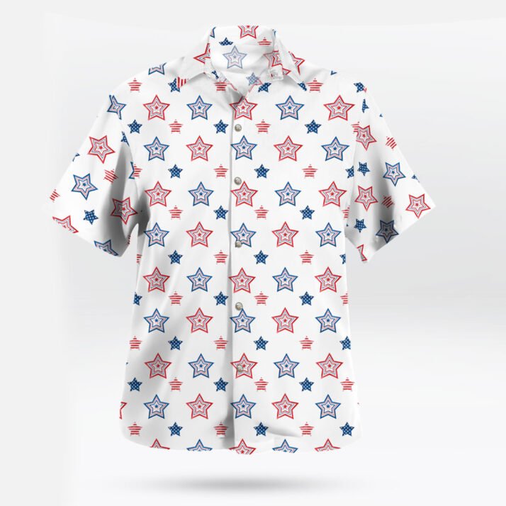 Star-Spangled Elegance Button-Up Hawaiian Shirt
