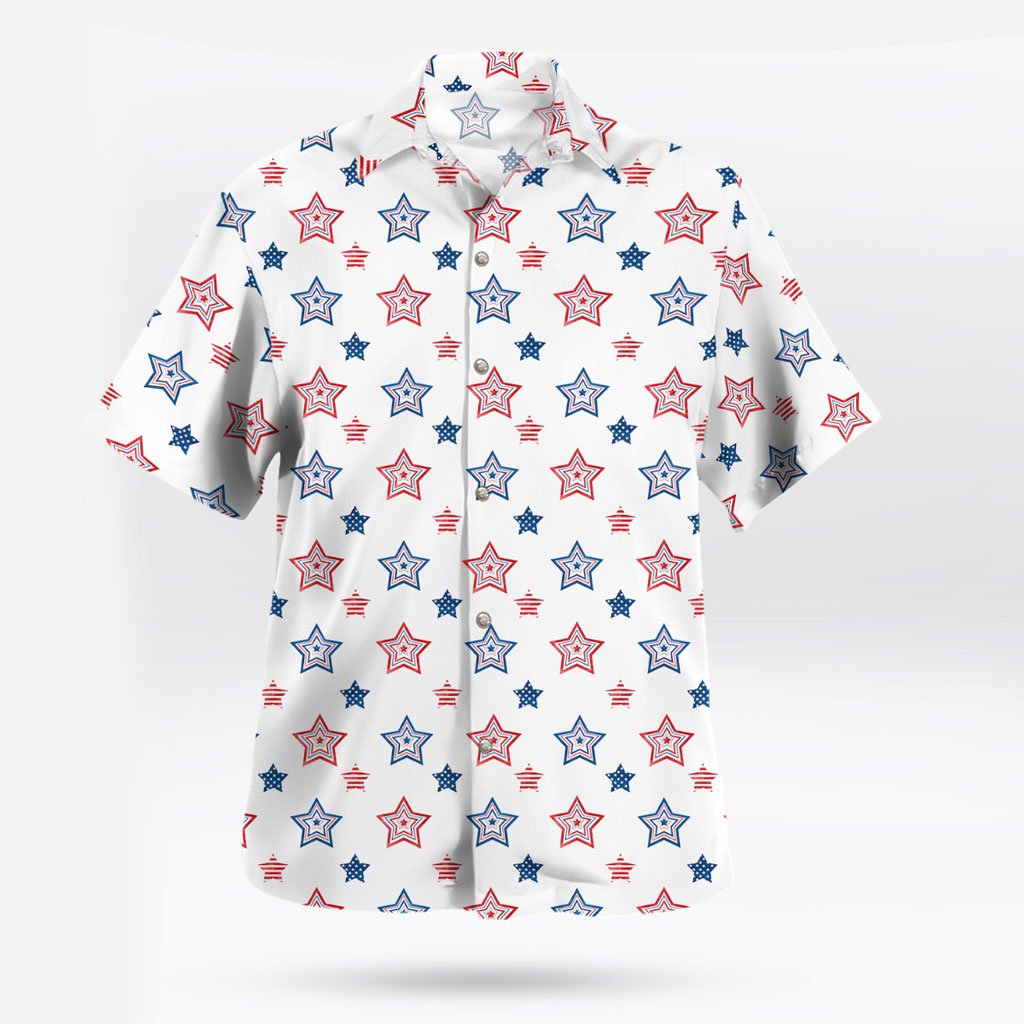 Star-Spangled Elegance Button-Up Hawaiian Shirt