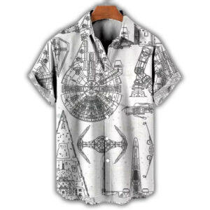 Star Wars Hawaiian Shirt – Galactic Spaceship Blueprint Design