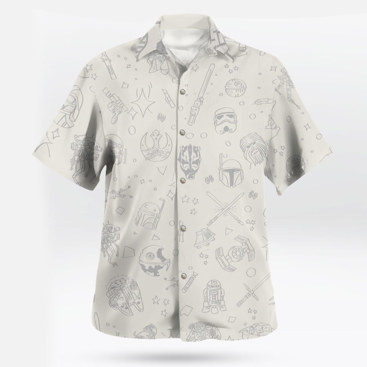 Star Wars White Hawaiian Shirt - Minimalist Style 5 Star Wars White Hawaiian Shirt - Minimalist Style