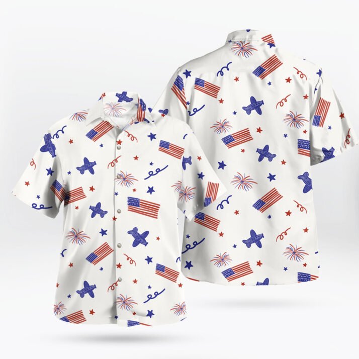 Stars & Flights Casual 4th of July Hawaiian Shirt American