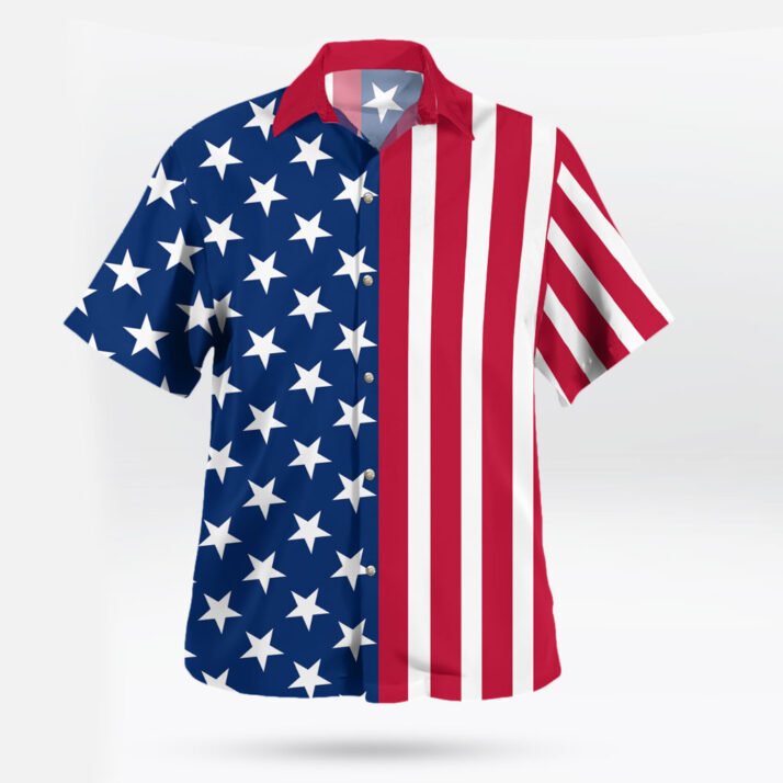 Stars & Stripes USA Flag Short Sleeve Button Up Hawaiian Shirt