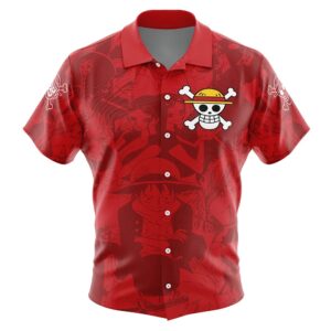Straw Hat Pirates Red Pattern Shirt – One Piece Anime Hawaiian Style