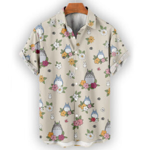 Totoro Hawaiian Shirt – Floral Ghibli-Inspired Button-Up