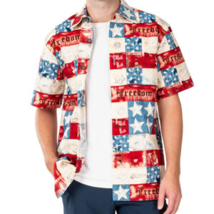 Vintage American Freedom Patriotic Hawaiian Shirt Button-up