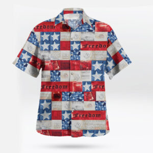 Vintage American Freedom Patriotic Hawaiian Shirt Button-up