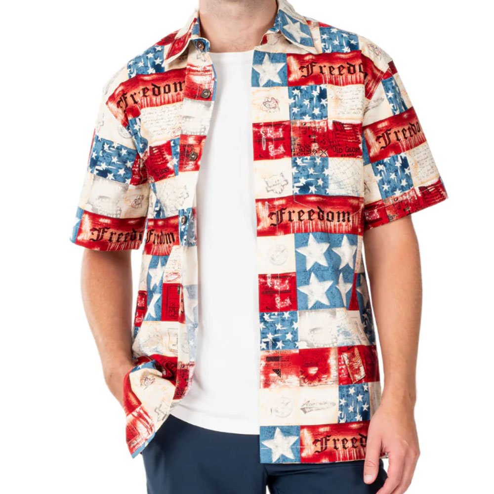 Vintage American Freedom Patriotic Hawaiian Shirt Button-up