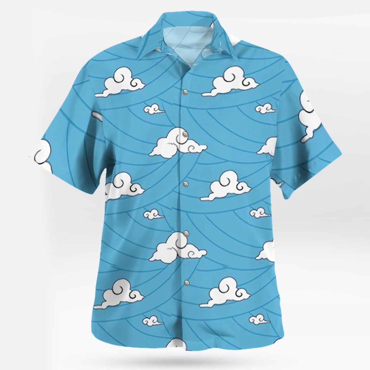 Cloud Spirit Blue Anime Hawaiian Shirt – Swirling Sky Pattern Button Up 2