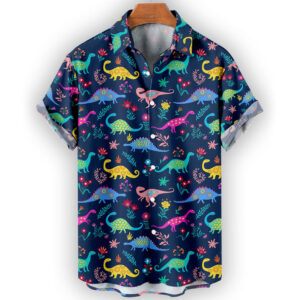 Colorful Dinosaur Pattern Hawaiian Shirt